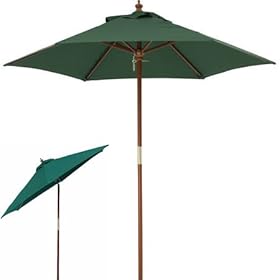 【クリックで詳細表示】ウッドパラソル2.1m チルトグリーン
