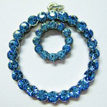 Jolees Jewels March Aquamarine Pendant Double Crystal Ring