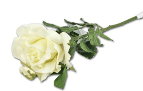 CLEARANCE Matte Satin Long Stem Rose in White, by Laura Ashley