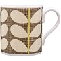 ORLA KIELY fine bone china coffee cup Brown scribble & Yellow Stem
