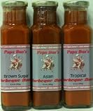 Review PapaDans.com  / Barbecue Sauce Sampler 3-Pack by Papa Dan's featuring Tropical, Brown Sugar and Asian Flavors of rich, thick sauce for grilling, crock pot or barbecue. See all of Papa Dan's Products