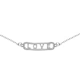 Sterling Silver Open Bar LOVE 9in-10in Adjustable Anklet
