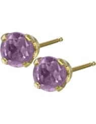 Genuine 2.5mm Rhodolite 14 Karat Yellow Gold Round Earrings