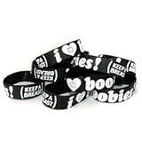 Keep-A-Breast 1 Inch I Love Boobies Bracelet Black/White