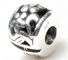 Beads Hunter Jewelry Antique Finished Floral Clasp .925 Sterling Silver Clip Stopper Bead Charm Fit with Pandora Bracelets