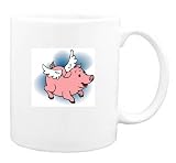 Mug with pig, flying, wing, animal