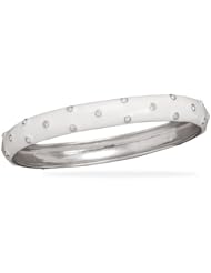CleverSilvers White Enamel And Cz Bangle Bracelet