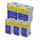Compatible Epson printer ink Cartridges for Epson STYLUS C50 C61 C62 CX3200, 5 packs include 3 black ink T040120 T0401 and 2 color ink T041020