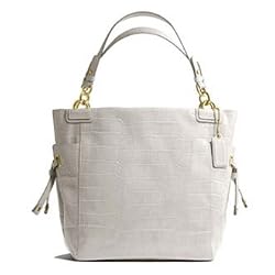 Coach Limited Edition Peyton Embossed Exotics Croc Print Leather Business Shopper Bag Purse Ivory