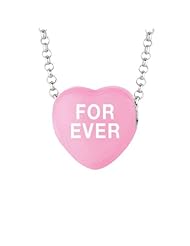 Sterling Silver 12mm Dk Pink enamel Sweethearts FOREVER Heart Pendant