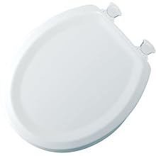 Mayfair 25EC Sculptured Molded Wood Toilet Seat with Lift Off Hinge, Round, White Wood