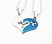 Cubic Zirconia Stainless Steel Couples Blue&Silver Tone 
