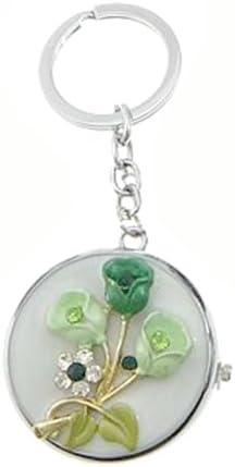 Green Tulip Round Keychain Watch - Small Watch Keychain