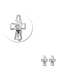 14k White Gold, Cross Design Mini Hoop Stud Huggies Earring with Brilliant Created Gems
