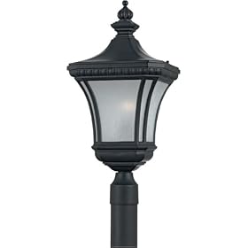 Quoizel DE9256K Devon 23-Inch Medium Post Lantern with Linear Frosted Glass, Mystic Black by Quoizel