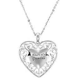 Inspirational Blessings Sterling Silver Heart of a Grandmother Necklace