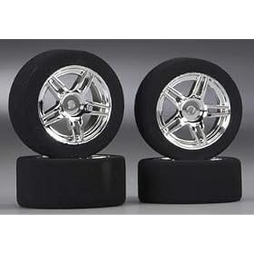 7600 Foam Tires w Chrome Rims 26mm F 30mm R (4) from Imex Tires