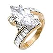 Women's Classic Line Clear Cubic Zirconia Two-Tone Ring, Size: 5-10 Women's Classic Line Clear Cubic Zirconia Two-Tone Ring, Size: 5-10