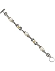 Sterling Silver w/14k Gold 10-10.5mm Freshwater Cultured Pearl 7.5in Bracelet