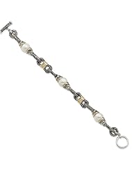 Sterling Silver w/14k 10-10.5mm Freshwater Cultured Pearl 7.5in Bracelet