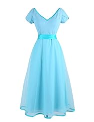 V-neck Cocktail Short Short Sleeves Lace-Up Corset   Waistline Bridesmaid Dress/Party Dress  With a Sash 
