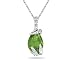Pear Shaped Peridot and Diamond Pendant in White Gold