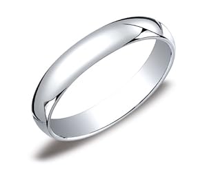 Men's Platinum 4mm Traditional Plain Wedding Band with Luxury High Polish, Size 10