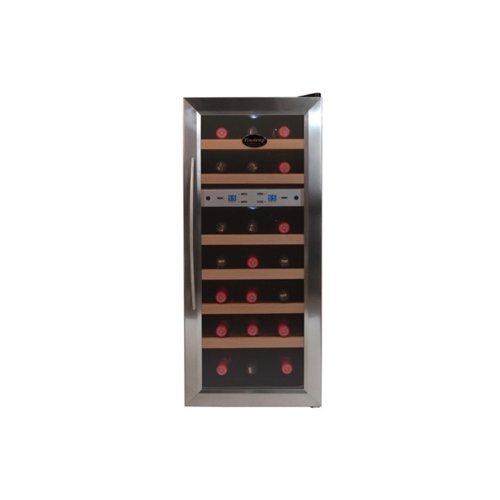 Vinotemp VT-21TEDS Thermo-Electric Digital Dual-Zone 21-Bottle Wine Chiller, Black and Stainless
