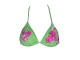 Roxy Lime Green Triangle Bikini Top with Pink Flowers M