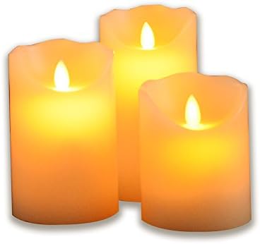 Horich Flameless Candle Flickering Candle Real Wax LED Candle Dancing LED Candle Motion Candle with Remote Control and Battery Operated , Height 4" 5" 6" - Set of 3