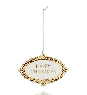 Ceramic Plaque Christmas Tree Decoration - Antique Gold Range