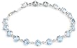 14k White Gold Blue Topaz and Diamond Tennis Bracelet, 7.25"