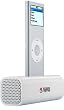 IPOD Blue Nano 1GB White Micro Speaker System with Rechargeable Battery and Desk Dock / Charging Cradle