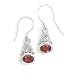 Scroll Heart Design with Garnet Earrings on French Wire