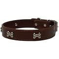 Leder Hundehalsband Halsband Metallaplikationen braun