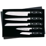 Maxam 5pc Stainless Steel Kitchen Cutlery Set Triple Faux Rivet Design Leymar Handles Gift Boxed