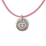 Sterling Silver "1 COR. 13" Heart Pendant on Pink Cord by Bob Siemon, 18"