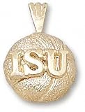 Iowa State Cyclones Solid 10K Gold ''ISU'' Basketball Pendant