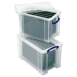 Really Useful Filing Box Plastic with 10 suspension files A4 24 Litre W270xD465xH290mm Ref 24C&10susp