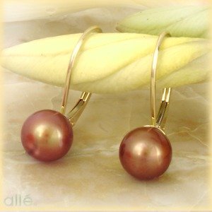 14K Chocolate Freshwater Pearl Leverback Earrings