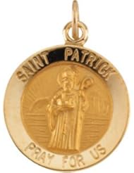 St. Saint Patrick Medal Pendant 14K Gold Yellow R16325