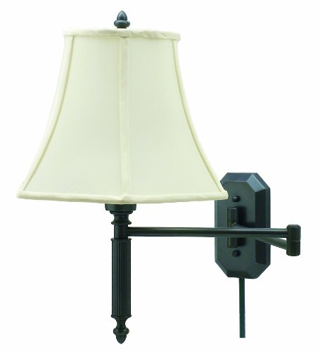 House Of Troy WS-706-OB 16-1/2-Inch Swing Arm Wall Lamp, Oil Rubbed Bronze with Off-White Softback Shade