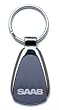 Saab Chrome/Black Teardrop Keychain