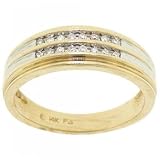 14KT Two Tone Gold Mens Wedding Ring Band 1/4ct Diamond