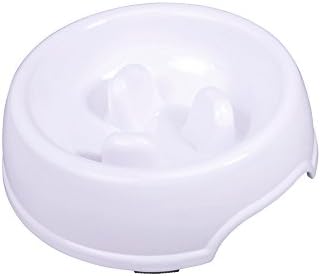 Slow Pet Feed Bowl, Feed and Water Anti-choking Dog&Cat Feeder for Stopping Bloat from Eating too Fast (White) by AMKVFDA