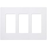 Lutron CW-3-WH 3-Gang Claro Wall Plate, White
