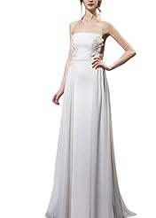 A-line Strapless Satin Cocktail Floor Length Sleeveless Lace Beaded Homecoming Dress/Pageant Dress/Prom Dress/Party Dress/Wedding Dress 