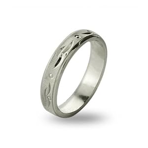 Sterling Silver Diamond and Bevel-Cut  Design 4mm Weddin