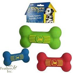 JW Pet Company Insight Squeak Bone 4.75in Sm. Rubber Dog Toy Assorted Colors
