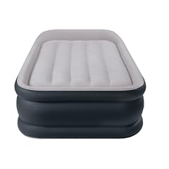 Intex 12-67732 Luftbett Deluxe Pillow grey-blue "Twin", inklusive eingebauter Luftpumpe, 102 x 203 x 48 cm (L x B x H), 230 V